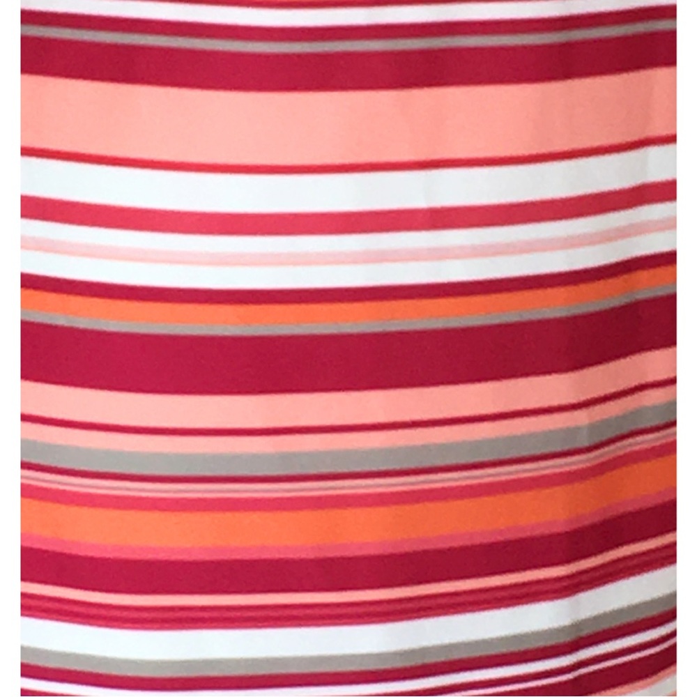 Calvin Klein HIBISCUS Pink Orange Striped Cold Shoulder A-Line Midi Dress size 6 - Picture 15 of 16